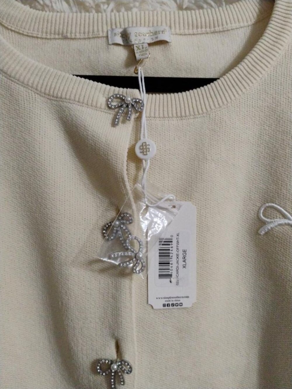 Simply Southern Off White Cardigan Embellished Buttons NWT Size XL - Picture 4 of 9